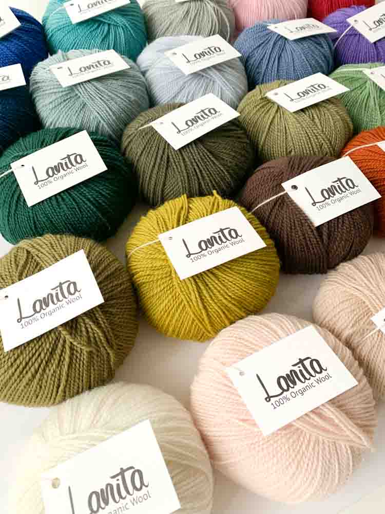 24 kleuren Lanita ecological wol bundel. 24 bollen van 50 gram premium ecologische merino wol. - Afbeelding 3