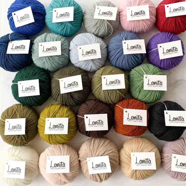24 kleuren Lanita ecological wol bundel. 24 bollen van 50 gram premium ecologische merino wol.