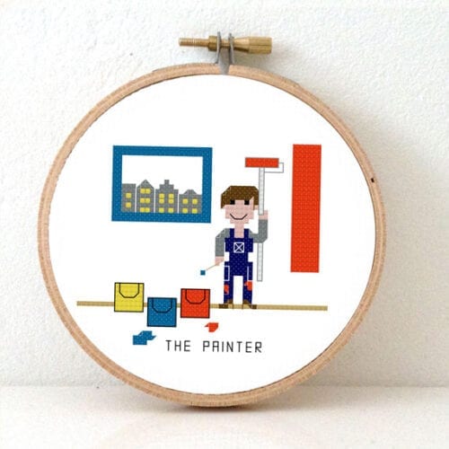 diy klusser vrouw kruissteek patroon