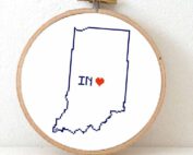 stitchamap - indiana map cross sttitch pattern