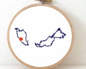Malaysia map cross stitch pattern