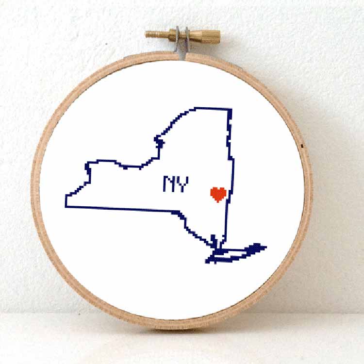 stitchamap - new york staat kaart kruissteek patroon