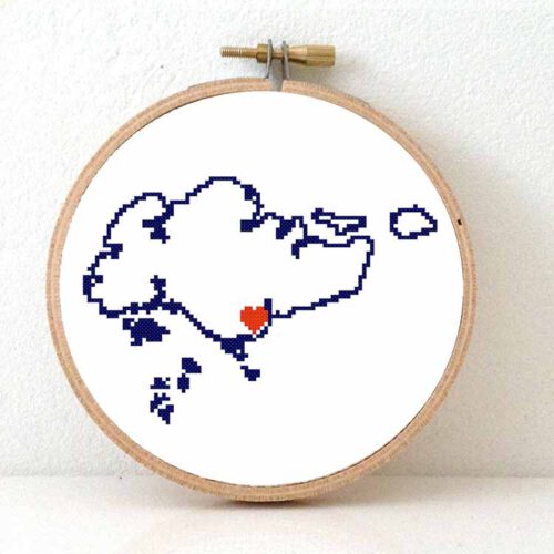 Stitchamap - Singapore kaart kruissteek patroon