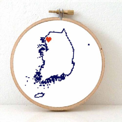 stitchamap - zuid-korea kaart kruissteek patroon