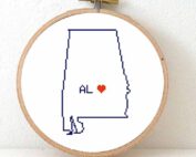 stitchamap - usa - alabama map cross stitch pattern