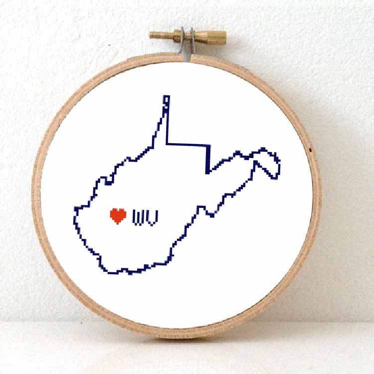 stitchamap - vs - west virginia kaart kruissteek patroon