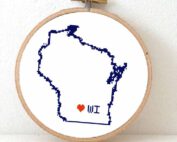 Stitchamap - USA - Wisconsin map cross stitch pattern