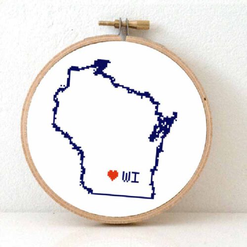 Stitchamap - VS - Wisconsin kaart kruissteek patroon