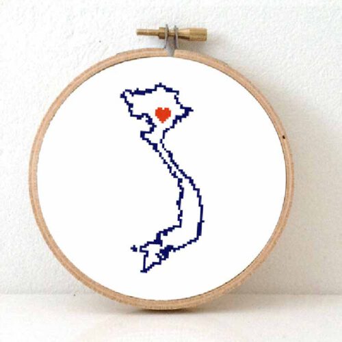 Stitchamap - vietnam kaart kruissteek patroon